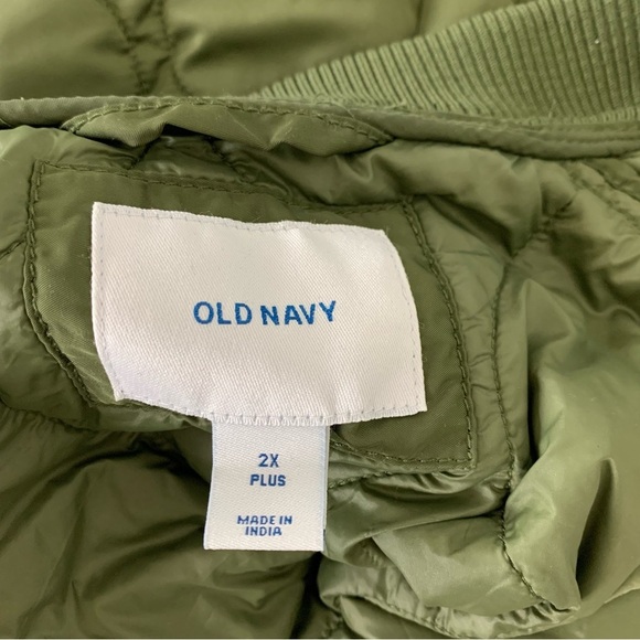 Old Navy Lightweight Quilted Puffer Jacket Women’s 2X Army Green Pockets - Picture 9 of 12